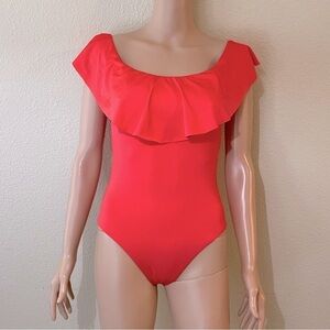 Trina Turk Red Ruffle One Piece Swimsuit